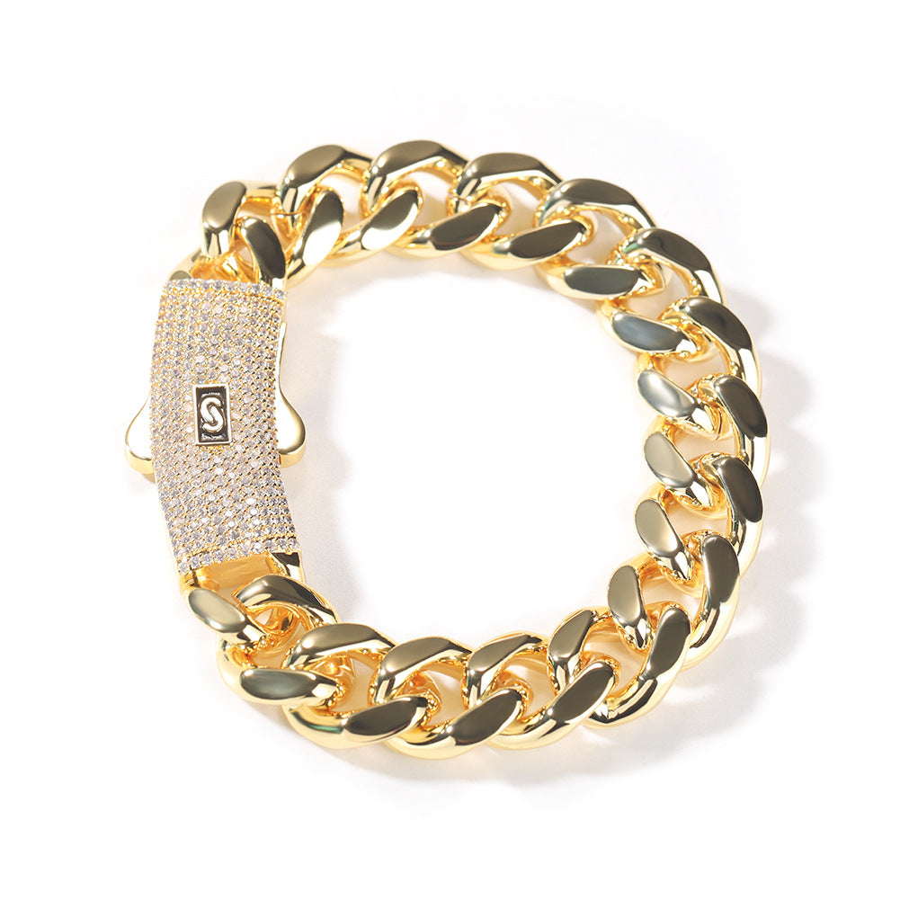 Hip-hop diamond-encrusted clasp Cuban chain
