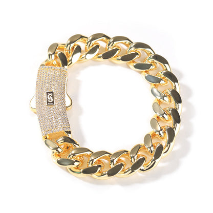 Hip-hop diamond-encrusted clasp Cuban chain