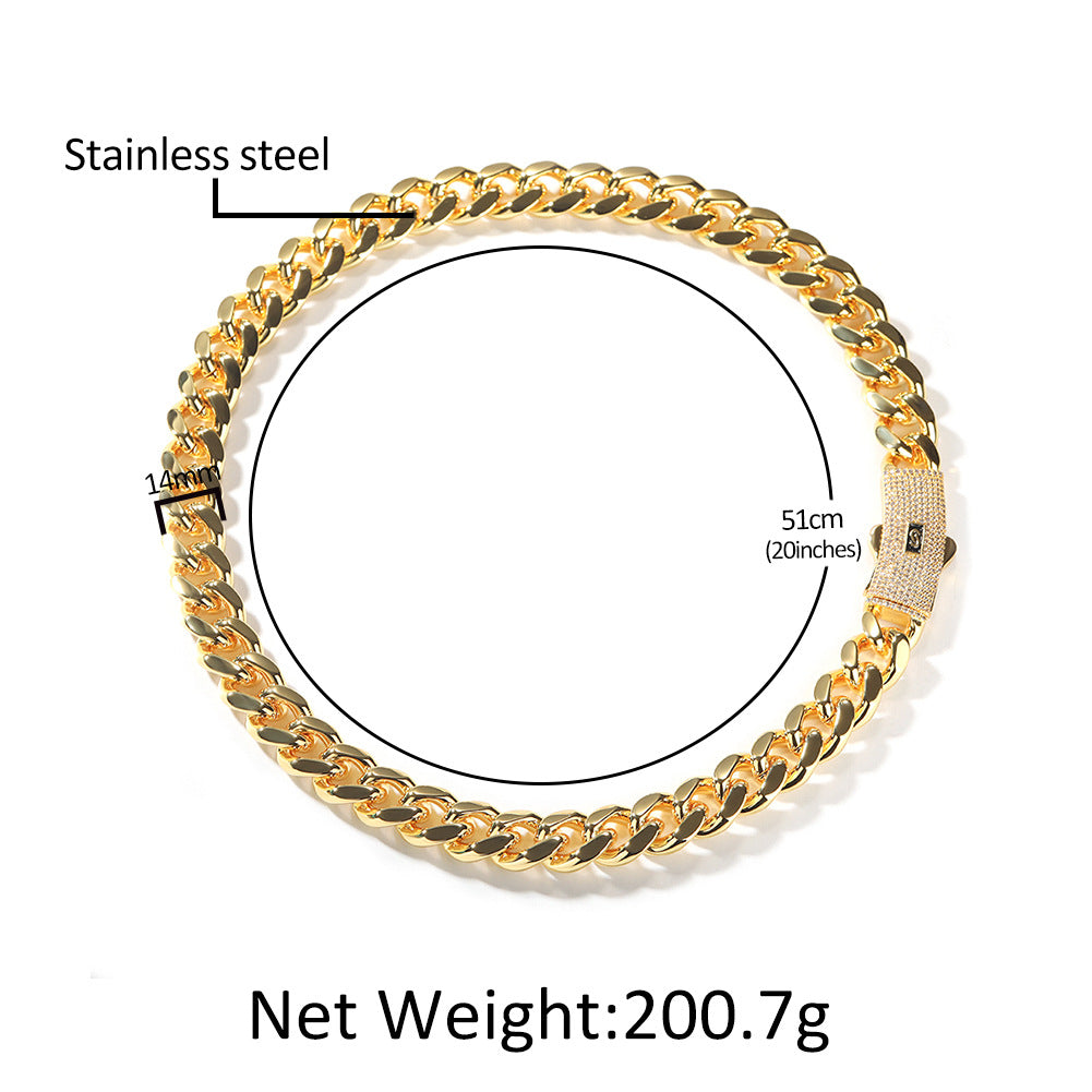 Hip-hop diamond-encrusted clasp Cuban chain