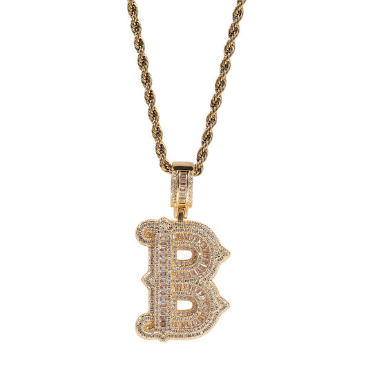 Hip-hop fully diamond-encrusted letter necklace - Rapper's Digest