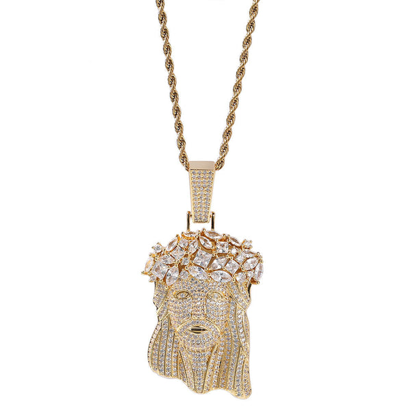 Hip Hop Iced Out CZ Jesus Piece Pendant Necklace - Rapper's Digest