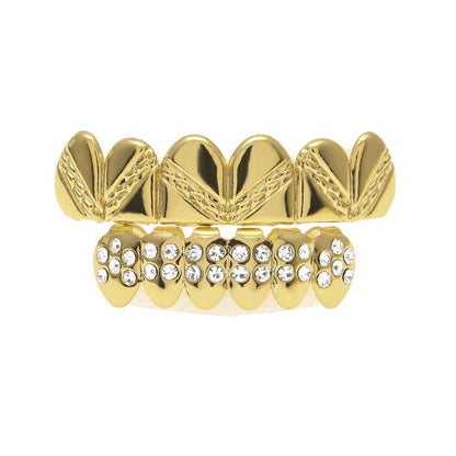 Hip-hop polished grillz with gold electroplating