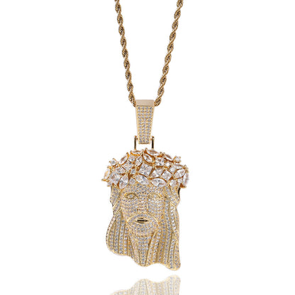 Hip Hop Iced Out CZ Jesus Piece Pendant Necklace