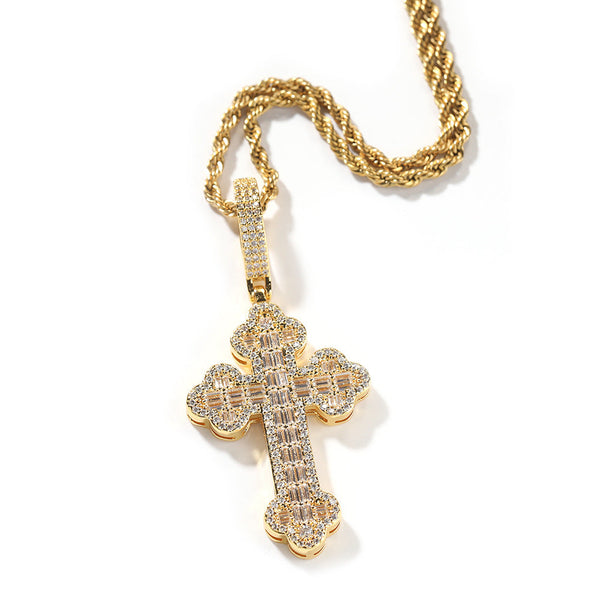 Hip-hop large diamond-encrusted cloud cross pendant - Rapper's Digest