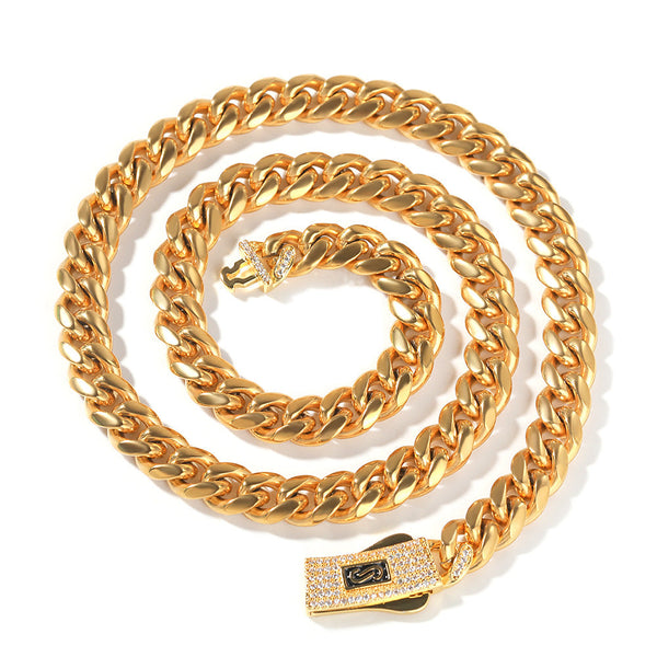 Hip-hop diamond-encrusted clasp Cuban chain - Rapper's Digest