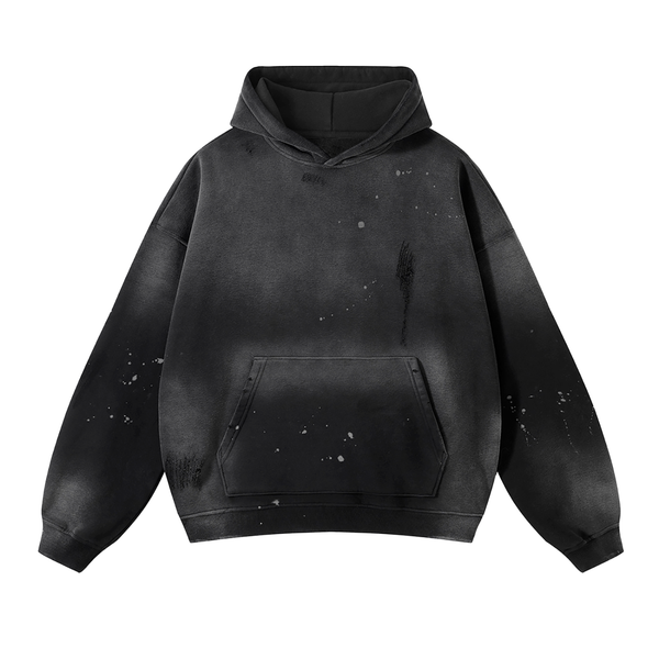 Vintage Wash Frayed Fleece Hoodie - Rapper's Digest