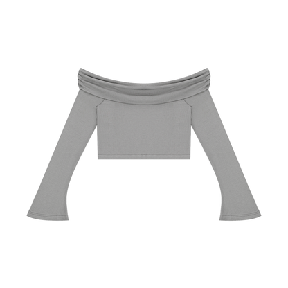 Off-the-Shoulder Bell Sleeve Crop T-Shirt