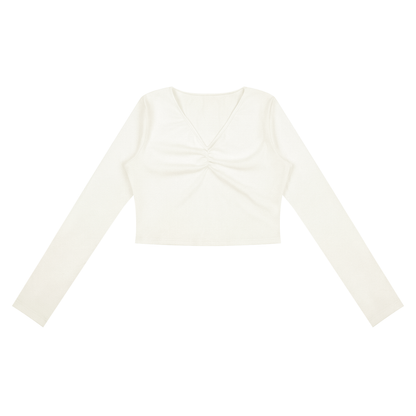 Ruched Long Sleeve Crop T-Shirt