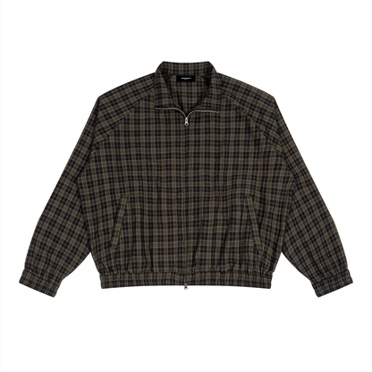 Plaid Full-Zip Track Jacket