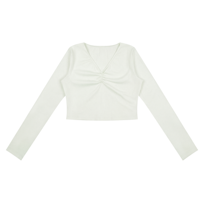 Ruched Long Sleeve Crop T-Shirt