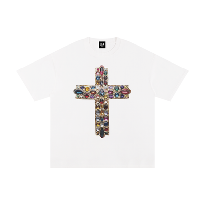 Jeweled Cross Cotton T-Shirt