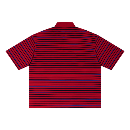 Striped Boxy Collared Polo Shirt