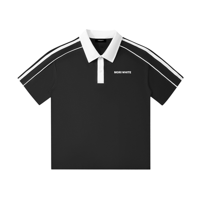 Mori White Collar Short-Sleeve Polo Shirt - Rapper's Digest