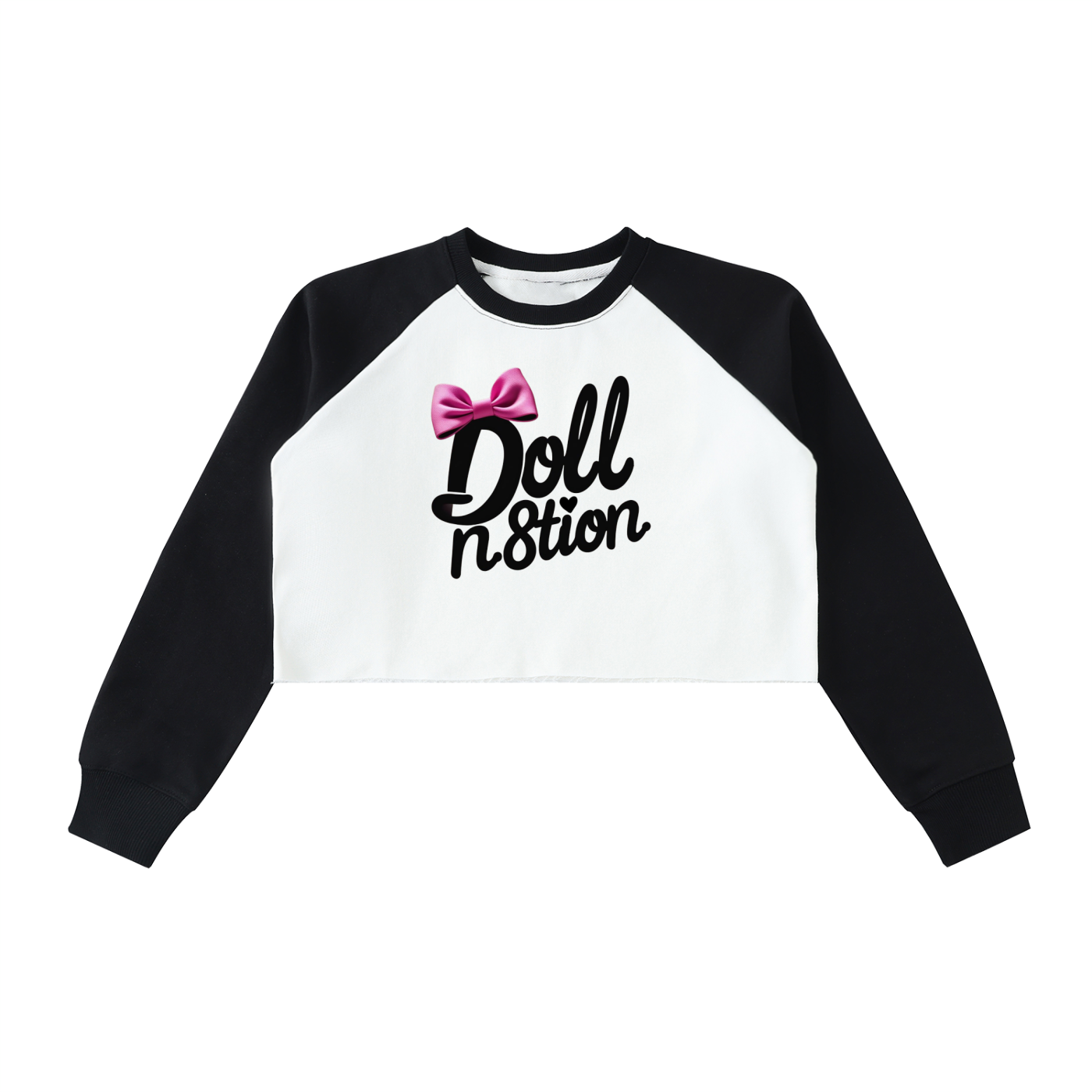 Doll N8tion Raw-Hem Raglan Crop Sweatshirt - Rapper's Digest