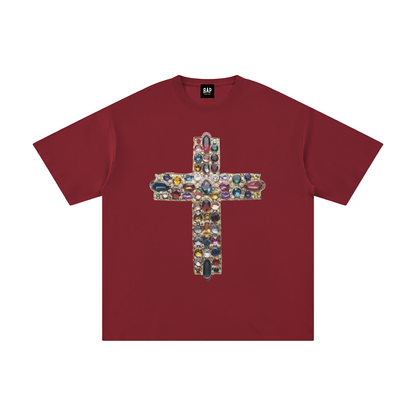 Jeweled Cross Cotton T-Shirt