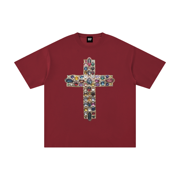 Jeweled Cross Cotton T-Shirt - Rapper's Digest
