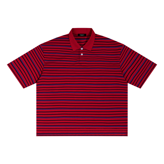 Striped Boxy Collared Polo Shirt