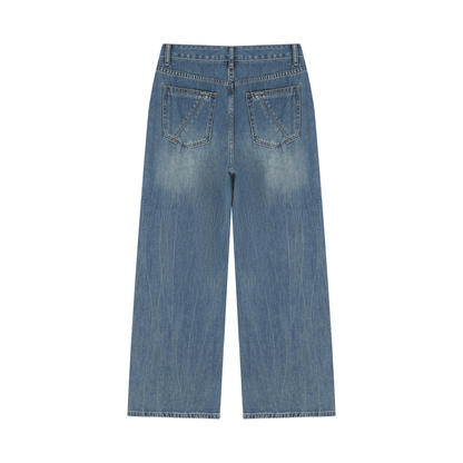 Vintage Wash Wide Leg Jeans