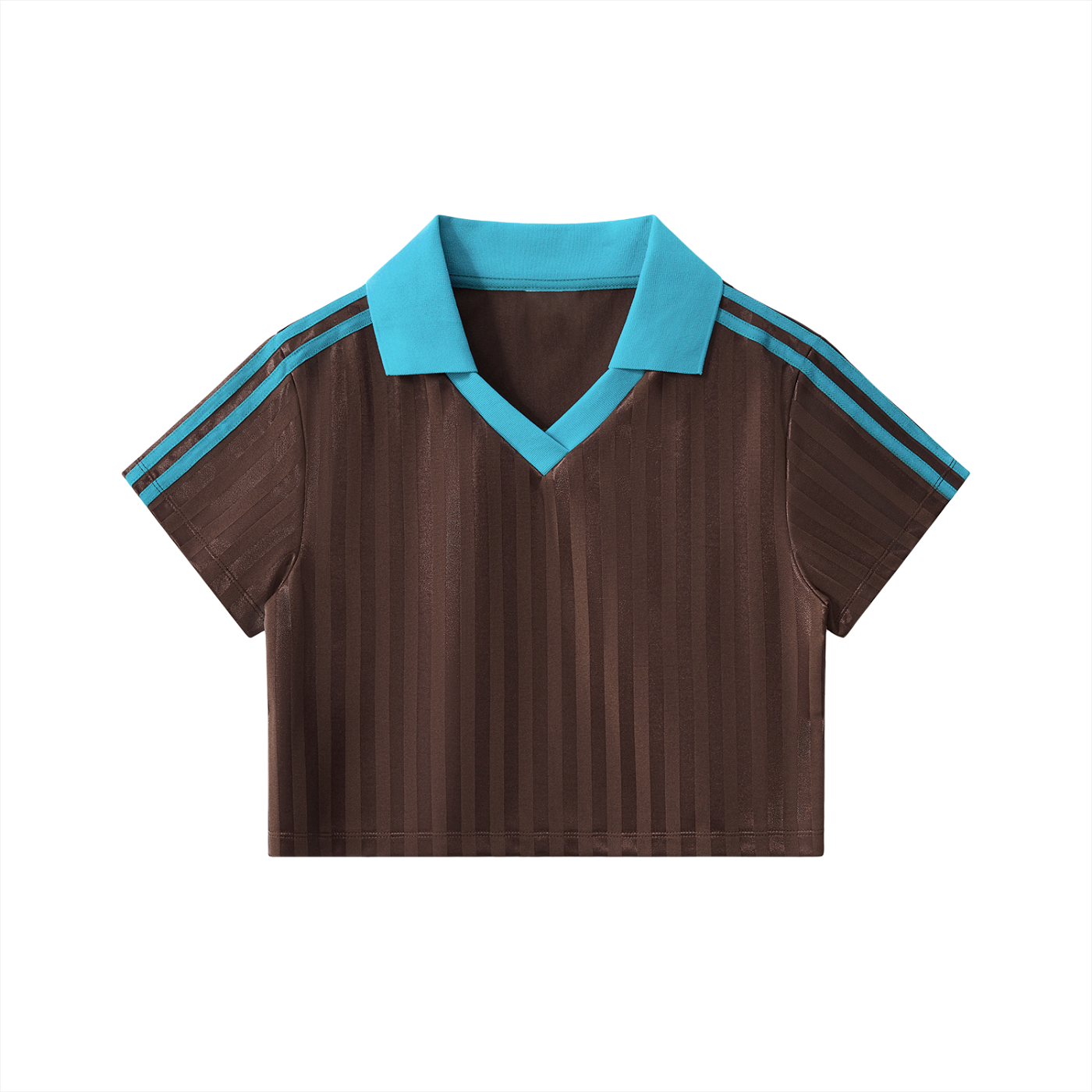 Contrast Collar Striped Cropped Jersey - Rapper's Digest