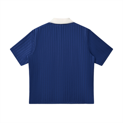 Contrast Collar Striped Soccer Jersey - Rapper's Digest