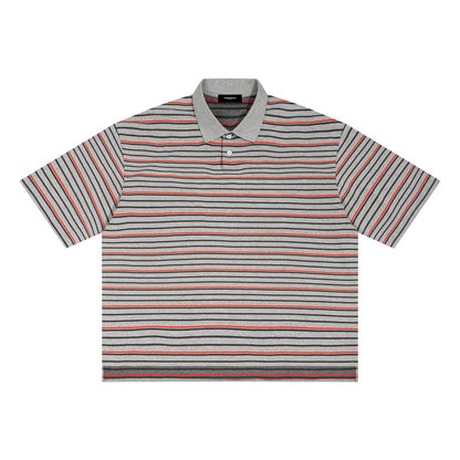 Striped Boxy Collared Polo Shirt