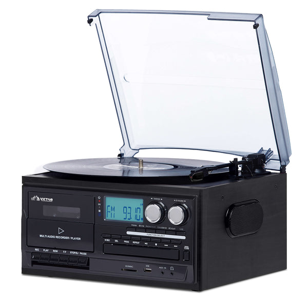 Victor Cosmopolitan 8-in-1 Turntable Music Center Black - Refurbished - Rapper's Digest