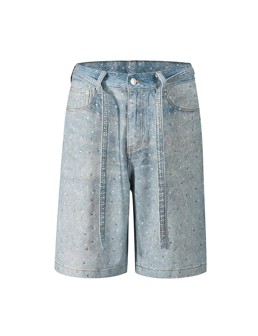 AZUL RHINESTONE SHORTS - Rapper's Digest