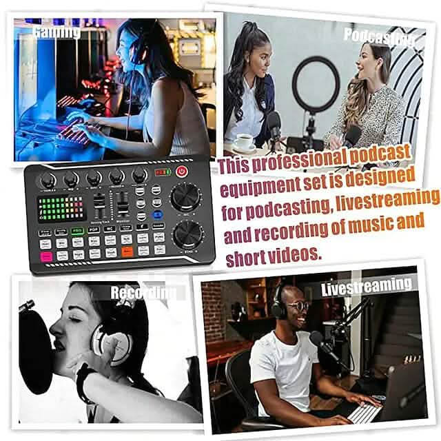 Live Sound Card Audio Mixer Podcast Interface