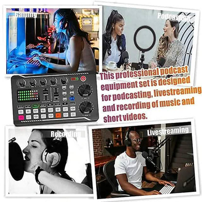 Live Sound Card Audio Mixer Podcast Interface