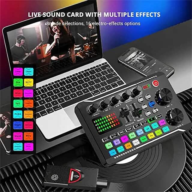 Live Sound Card Audio Mixer Podcast Interface