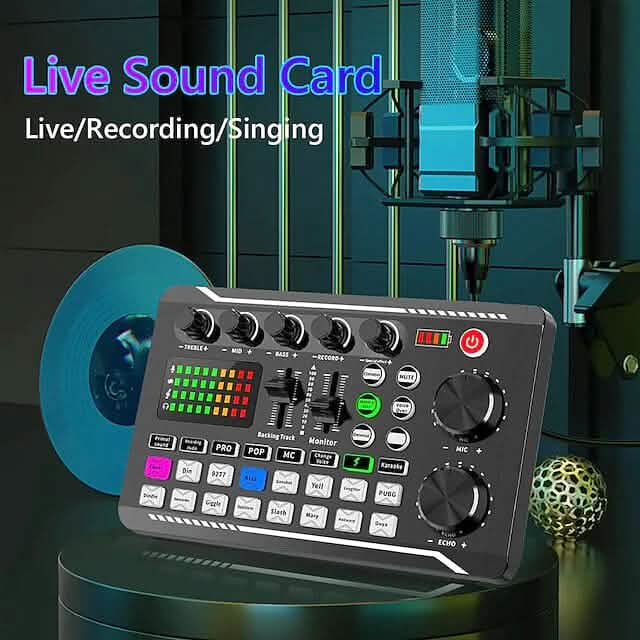 Live Sound Card Audio Mixer Podcast Interface