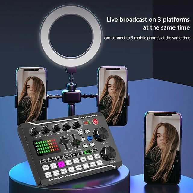 Live Sound Card Audio Mixer Podcast Interface