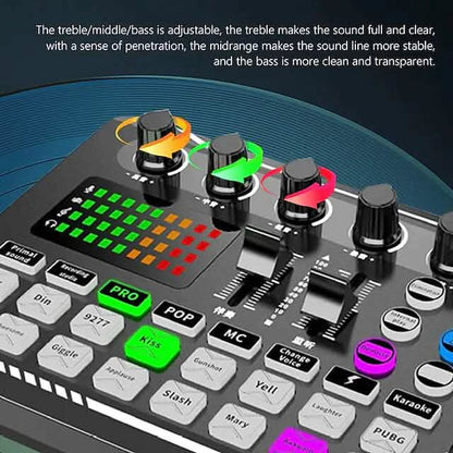 Live Sound Card Audio Mixer Podcast Interface