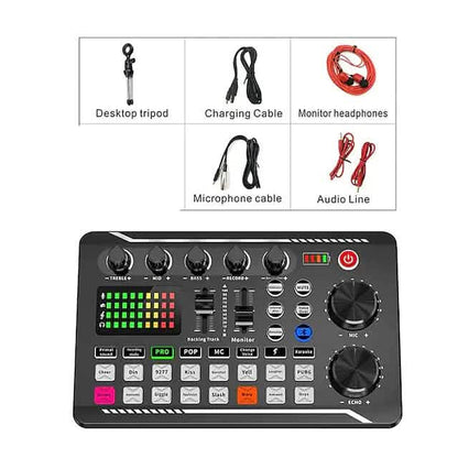 Live Sound Card Audio Mixer Podcast Interface