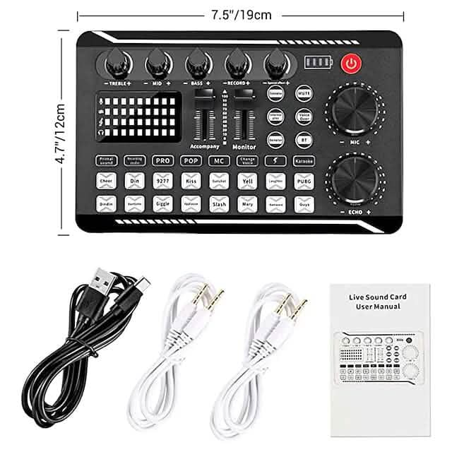 Live Sound Card Audio Mixer Podcast Interface