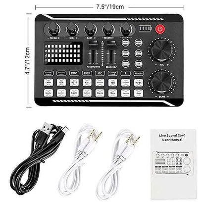 Live Sound Card Audio Mixer Podcast Interface