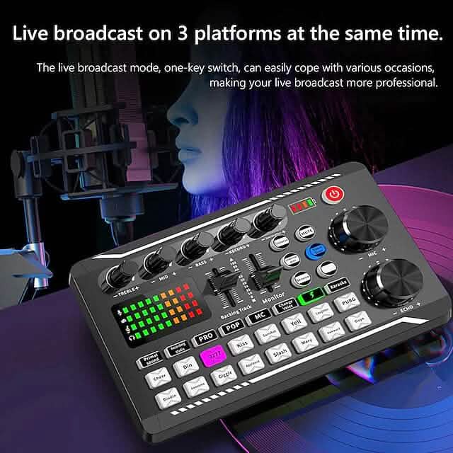 Live Sound Card Audio Mixer Podcast Interface