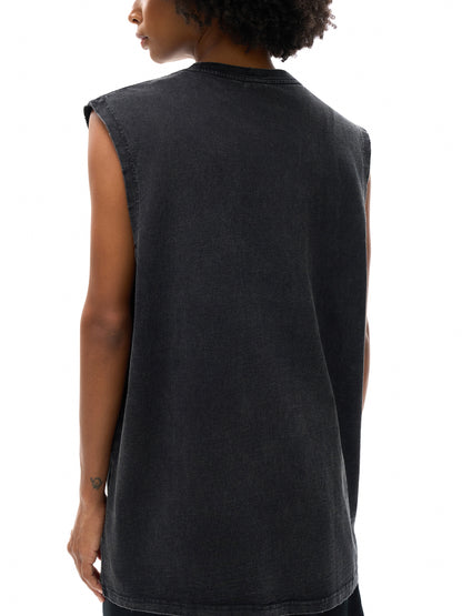 Mori White Washed Frayed Hem Tank Top - Rapper's Digest