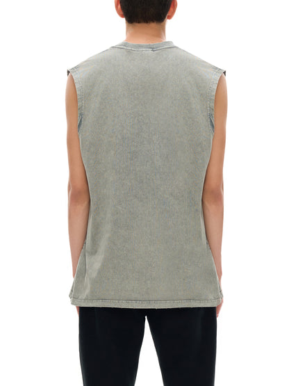 Mori White Washed Frayed Hem Tank Top - Rapper's Digest