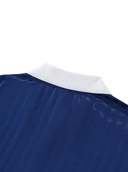 Contrast Collar Striped Soccer Jersey - Rapper's Digest