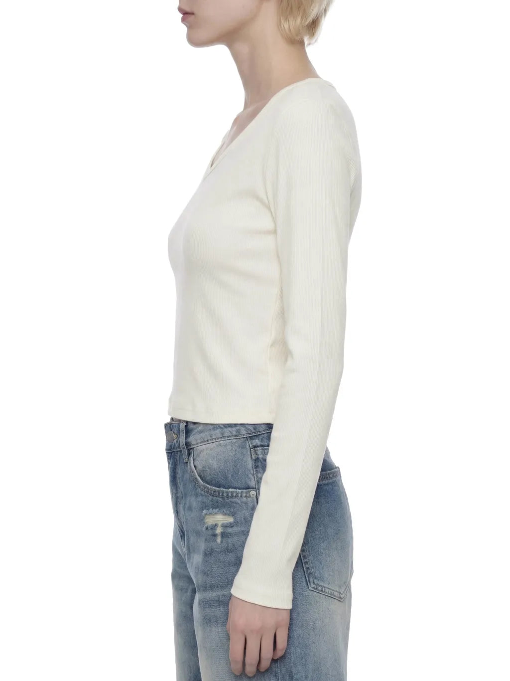 Ruched Long Sleeve Crop T-Shirt