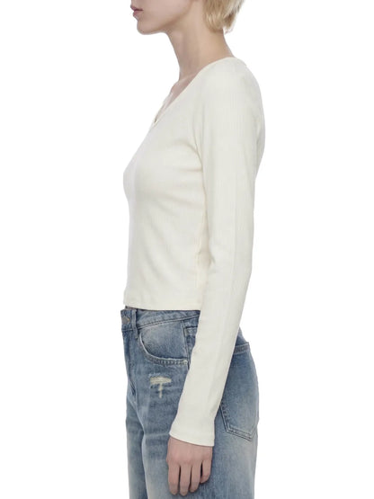 Ruched Long Sleeve Crop T-Shirt