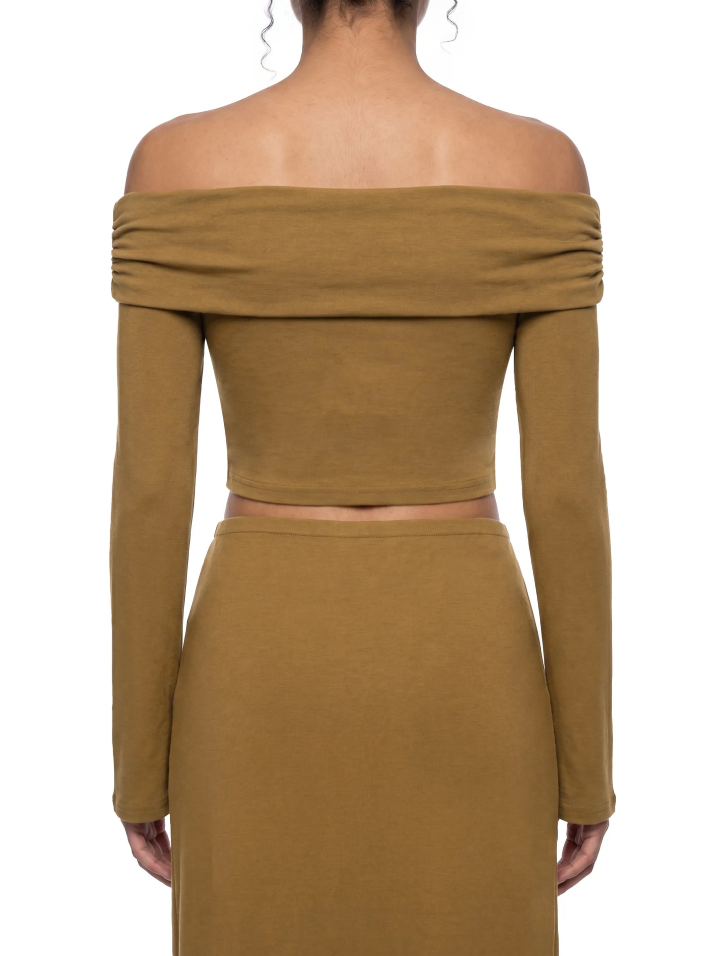 Off-the-Shoulder Bell Sleeve Crop T-Shirt
