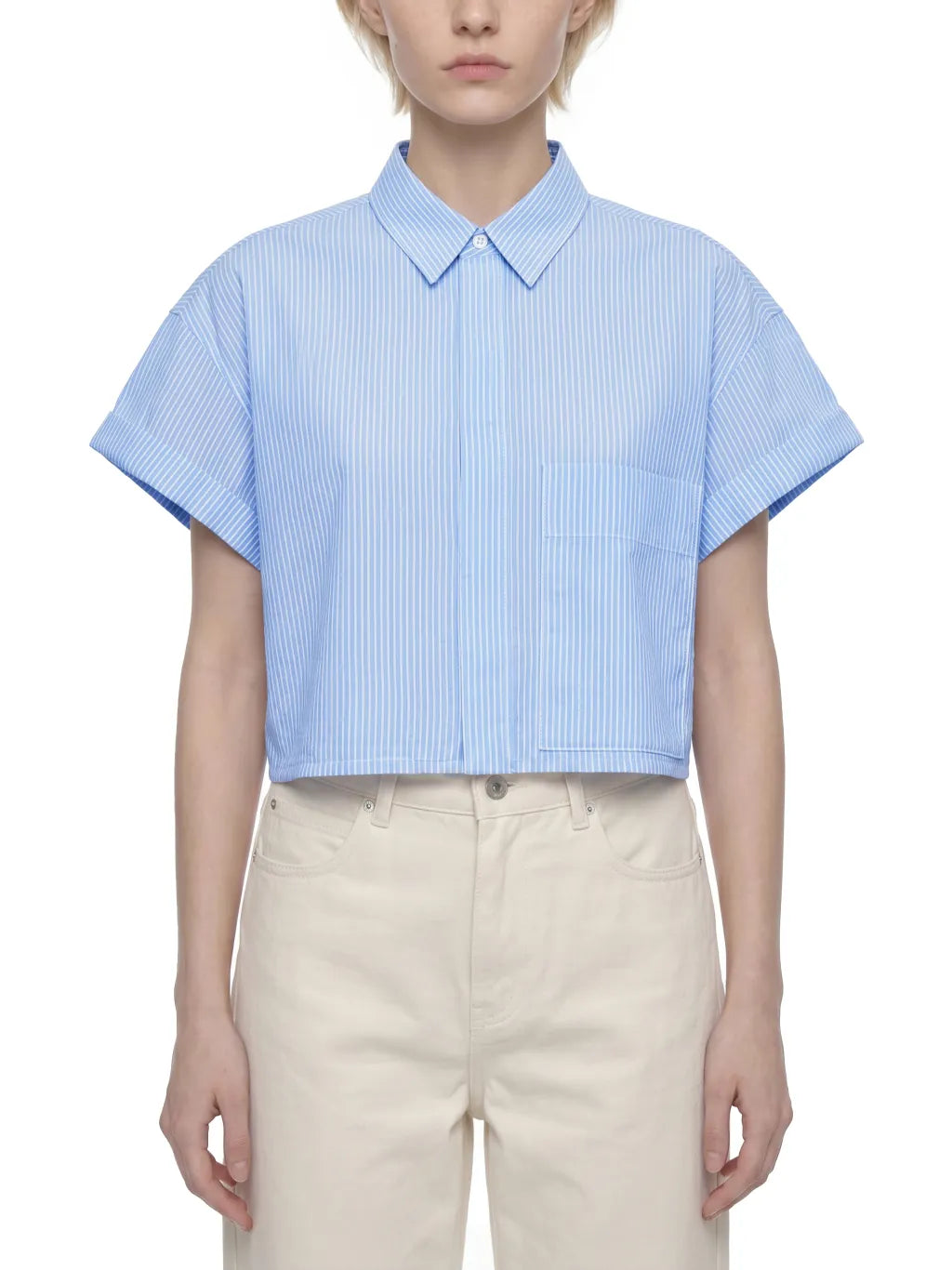Striped Boxy Cropped Shirt