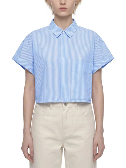 Striped Boxy Cropped Shirt