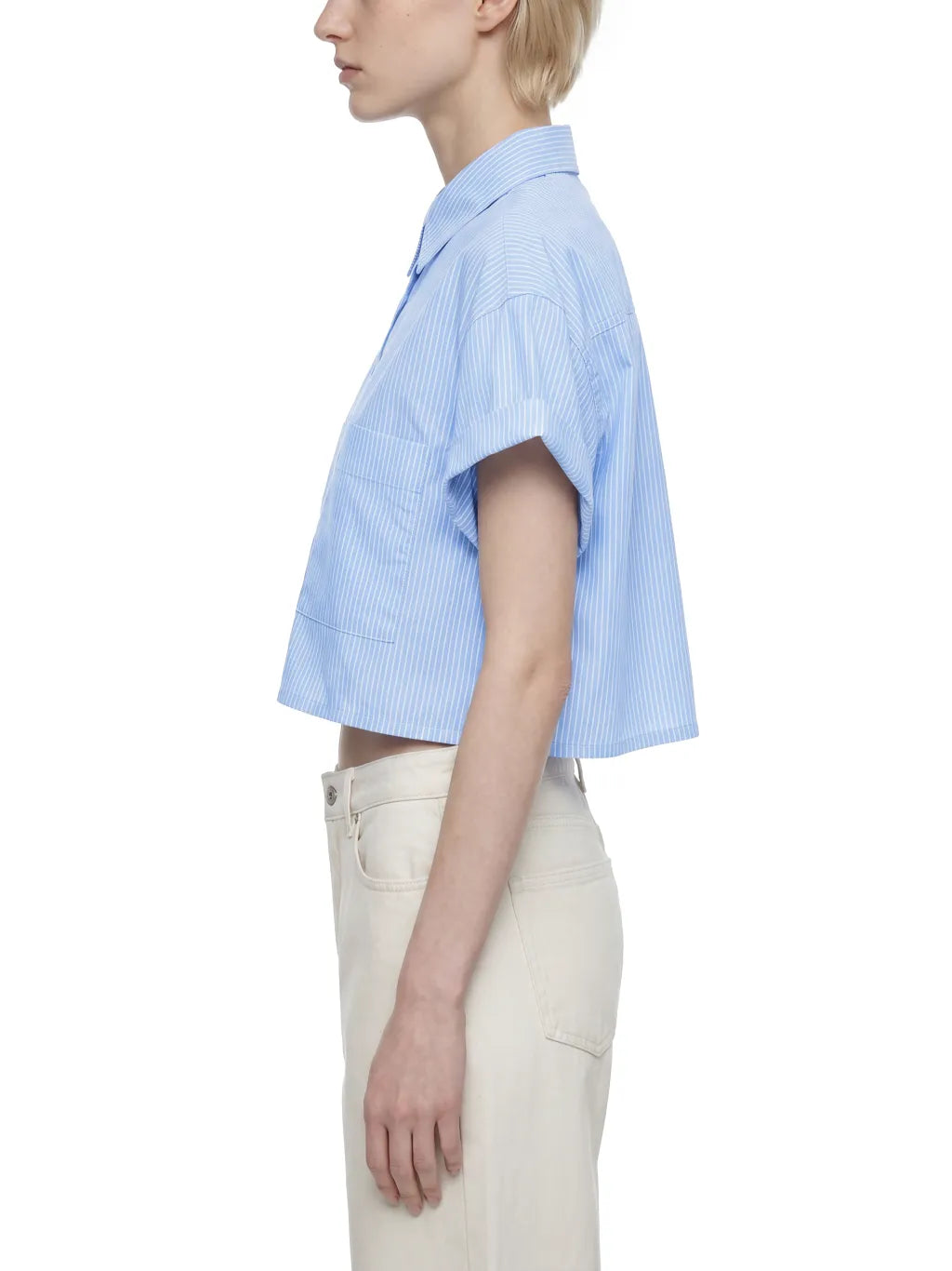 Striped Boxy Cropped Shirt