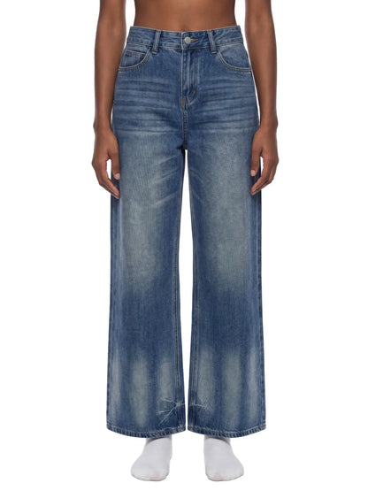 Vintage Wash Wide Leg Jeans