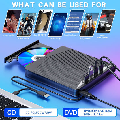External CD DVD Drive USB 3.0 Burner Reader Writer