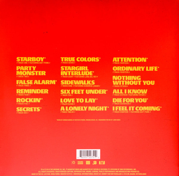 The Weeknd - Starboy (2x Red Translucent Vinyl)